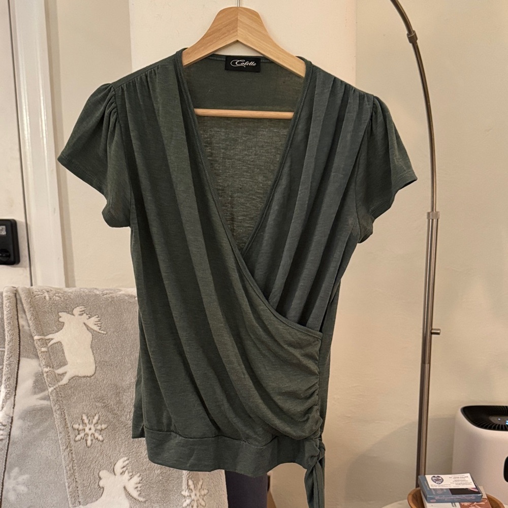 Women's Green Wrap Top